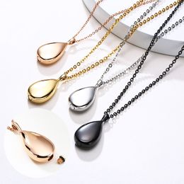 4Colors Men Titanium Steel Urn Lockets Necklaces Cremation Case Perfume Bottle Drop Shape Pendant Trinketry Women Jewelry Openable Put In Ashes