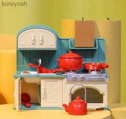 Kitchens Play Food Forest Family Furniture Kitchken Miniature Scene Cabinet Decoration Toys Mini Family Doll House Indoor Model Small Pretend PlayL231104