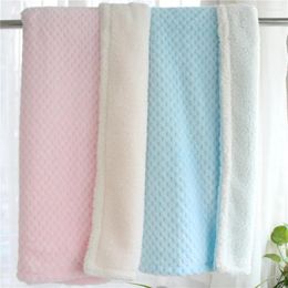 Blankets 2layers Winter Thick Furry Kids Blanket 3D Plaid Fluffy Pink Baby Super Soft Pet Carpet Quilt Swaddle