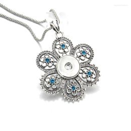 Pendant Necklaces Flower Snap Button Jewellery Necklace With Link Chain Fit 18/20mm Women 030512