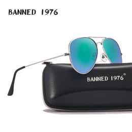 Sunglasses BANNED 1976 Classic HD Polarised Metal Frame Aviation Sunglasses Designer Women Men Feminin Brand Name Vintage Glasses 230403