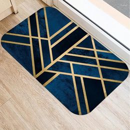 Carpets LE Sea Geometric Anti-Slip Doormat Kitchen Bath Entrance Door Mat Suede Velvet Carpet Colourful Indoor Mats Rug Home Decor