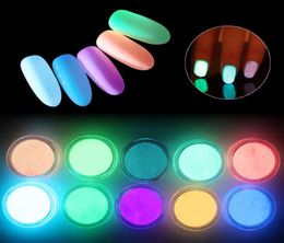 Meicaillin 12 Colour Fluorescent Powder DIY Bright Nail Art Glow In The Dark Sand Powder Glow Pigment Dust Luminous Nail Glitter6436033