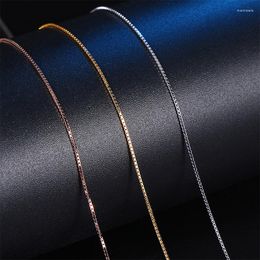 Chains Real 925 Sterling Silver Box Chain Necklaces For Women Teen Girl Rose Gold Plated S925 Jewellery 0.8mm Wholesale Bulk Drop