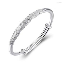 Bangle Filigree Silver Bracelet For Women Plated999Silver Solid Imitation Young Mother's Jewellery Gift Girlfr