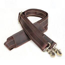 Bag Parts Accessories High Quality Crazy Horse Leather Shoulder Strap Genuine Straps For Travel Briefcase strap for Handbags 230404