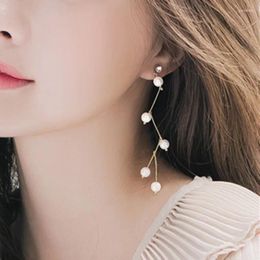 Stud Earrings 2023 Fashion Imitation Pearl Crystal Simple Fairy Branches Bent Design Earring Wedding Party Jewelry Wholesale