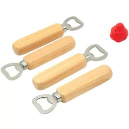 New Stainless Steel Wood Handle Wine Beer Bottle Openers Soda Glass Cap Bottle Opener Kitchen Bar Tools Wholesale