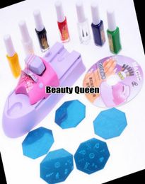 Nail Art DIY Printing Machine Polish Stamp Kit Color Design Stamping Printer Set Stencil Image plate5110427