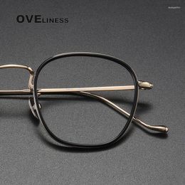 Sunglasses Frames Vintage Acetate Titanium Eyeglasses Frame Men Retro Myopia Prescription Optical Glasses Women Korea Eyewear