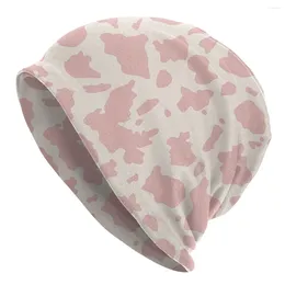 Berets Pink Cow Spots Leopard Caps Hip Hop Autumn Winter Outdoor Skullies Beanies Hat Unisex Adult Warm Dual-use Bonnet Knitting Hats