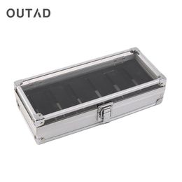 OUTAD Fashion 6 Grid Slots Watches Display Storage Square Box Case Aluminium Watches Boxes Jewellery Decoration Case Gift260s