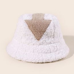 Creative New Arrow Fisherman Hat Men And Women Trendy Lamb Wool Bucket Hat Autumn Winter Warm Flat Top Cap HCS291