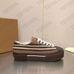 Vintage Print Check Sneakers Designer Casual Shoe Men Two-Tone Cotton Gabardine Flats Shoe Printed Lettering Plaid Calfskin Canvas Trainers With Box Burbarry 107