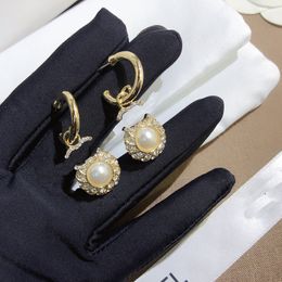 Chandelier top Designer Dangle Stud Earrings for Women Stamp Chandelier Brand 18K Gold Plated Double Letters Fashion Women Temperament Earrin