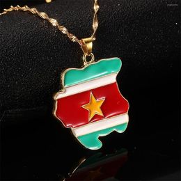 Pendant Necklaces Suriname Map Flag Sranan Charms Sarnam Jewellery Gifts