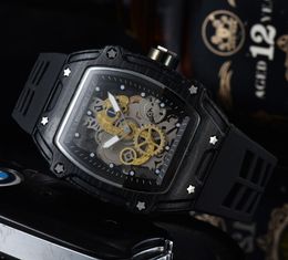 Expensive designer of high quality two-pin half-rotating second wheel imitation carbon Fibre hollow transparent fashion watch manufacturers agent