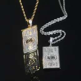Bling Cz 100 Dollars Pendants Necklace Hip Hop Woman Men Iced Out Jewellery Fashion Cool Punk Jewellery Drop Ship