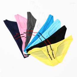 Underpants 8Pcs/Lot Men Briefs Underwear Ice Silk Ultra-thin Seamless Gay Sexy Low Rise Male Panties Erotic Pouch