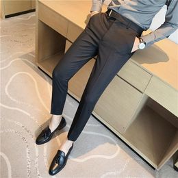 Men's Suits Autumn Summer Trousers Men Slim Fit Striped Business Dress Pants Male Casual Office Social Suit Costume Homme H06