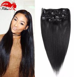 10 Pcs Clip In Human Hair Extensions Brazilian Virgin Hair Clip in Straight Human Remy Hair Extensions 140g for Black Women7465911