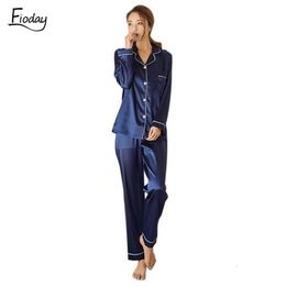 Fioday Winter Silk Satin Pajamas For Womens Long Pyjamas Loungewear Sets Two Piece Sleepwear Women Pijama Set Plus Size 5xl Q19051266u