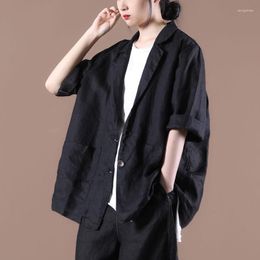 Women's Suits Spring And Summer Linen Blazer 2023 Korean Version Loose Large Size Two Buttons Quality Suit Small Jacket Women Tops H2133