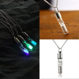 Pendant Necklaces Vintage Glass Phosphor Necklace Glow In The Dark Luminous Casual Noctilucous Hourglass Tube Bottle Unisex