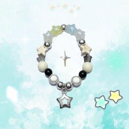 Strand Reflective Beads Colourful Star Pentagram Bracelet For Women Cool Aesthetic Charm 2023 Trend Harajuku Y2k Jewellery Gift