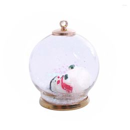 Christmas Decorations Transparent Glass Pendant & Drop Ornaments Bubble Snowman White Glitter For Decoration 3.7x3cm 1PC