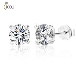 Stud KOJ 1.0 Carat 5mm Gemstone Stud Earrings for Women Solid 925 Sterling Silver Fine Jewelry with certificate 230403