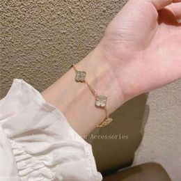 vans clover bracelet reversible shell zirconia clover bracelet fashion light luxury womens ins gold plated washable compact peplum bracelet