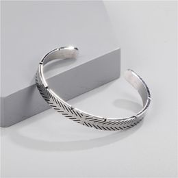 Bangle Vintage Viking Cuff Bangles For Men Women Antique Color Classic Pulseras Hombre Leaf Stainless Steel Male Jewelry