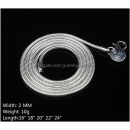 Chains 2Mm 925 Sterling Sier Smooth Snake Chains Necklaces For Women Fashion Lobster Clasp Jewelry Ladies Chain Size 16-24 Inch Drop D Dhfsb