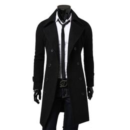 Men's Trench Coats Fashion Brand Autumn Jacket Long High Quality Selfcultivation Solid Colour Doublebreasted 230404