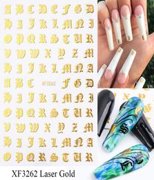 gold letter black character 3D nail art Stickers UV Gel Polish applique Manicure Accessories6099768