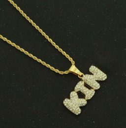 Classic European Hip Hop Men's Diamond Letters Pendant Necklace Creative New Product Pendant Jewelry
