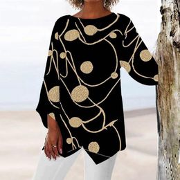 Women's T Shirts Plus Size Womens Spring Summer Polka Dot Loose Pullover Casual Floral Long Sleeve Cocktail T-Shirt Party Tops For