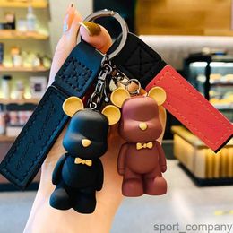 Cute Resin Bear Keychain Charm Pendant for Women Bag Car KeyRing Fine Jewelry Accessories Kids Girl Gift Anime Keychain