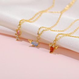 Chains Ins Creative Beach Ocean Cute Fish Necklace Vintage Colour Seabed Animal Necklaces For Women Girls Fashion Jewellery