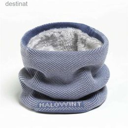 Scarves 2023 Winter Solid Snood Ring scarf Neck Herringbone Shape Knitted Scarf Men Plush Easy Scarves Women Warm Cap Collars MufflerL231104