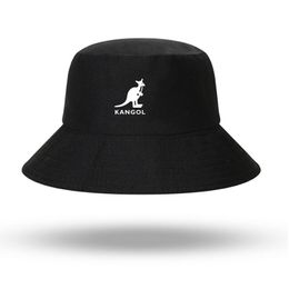BERETS 남자 여자 Kangools 버킷 모자 면화 캐주얼 밥 모자 이중 나무 야외 캥거루 낚시 어부 모자 캡모