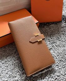9A Designer Wallet women mens wallet Epsom Calfskin leather wallet single zipper wallets lady long classical purse with orange box card