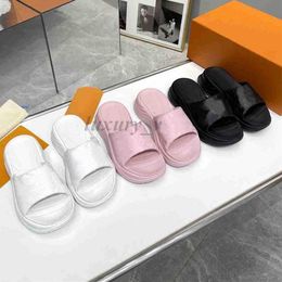 Designer Hausschuhe Herren Damen Sandalen Pool 55 Flat Comfort Pantoletten Pantoletten Geprägte Pantoletten Summer Cool Luxury Sandal White Black Pink Printed Slide