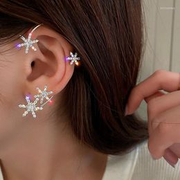 Backs Earrings Zircon Snowflake Star Ear Hanging Clips Ins Frosty Wind No Piercing Ring Bone Personalized Cool