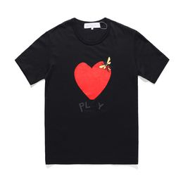Desiger Men's T Shirts Cotton Breathable cdg Women tshirts Commes Des Embroidery Double Heart Men Tees Print Heart with Bee Shirt Sleeve Quick Dry Couple Loves Clothes
