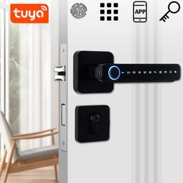 Smart Lock Smart Door Handle Fingerprint Password Remotely Unlock Digital Lock Tuya App Keyless Entry for Doors Smart Electronic Lock 230404