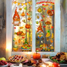 Christmas Decorations Fall Window Clings 9 Sheets Thanksgiving Gnome Decals For Glass Windows Autumn Maple Leaves Home Drop Delivery Amyab