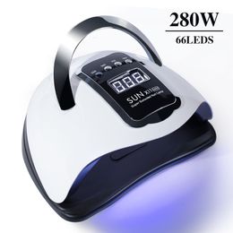 Nail Dryers 280W LED UV Lamp for Nails Professional Gel Polish Drying Lamp with 4 Timer Automatic Sensing 66leds Nail Dryer Manicure Tool 230403