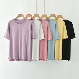 Women's Sleepwear Modal Chest Padded Pyjamas Short Sleeve Tops For 2023 Est Summer Thin Solid Colour Roomwear Homewear Pijamas T-shirt